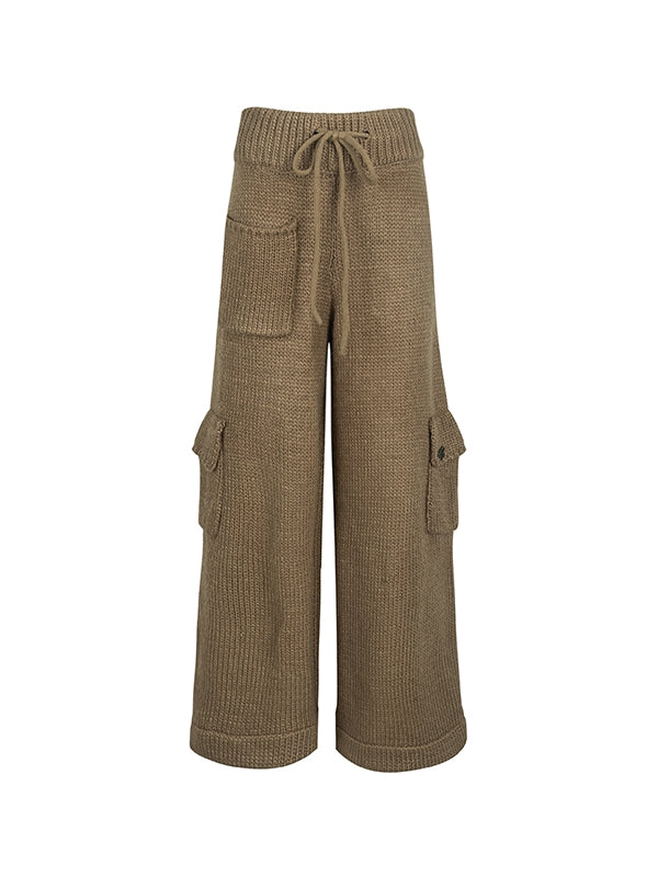 Wool Knit Loose Casual Straight Wide-Pants