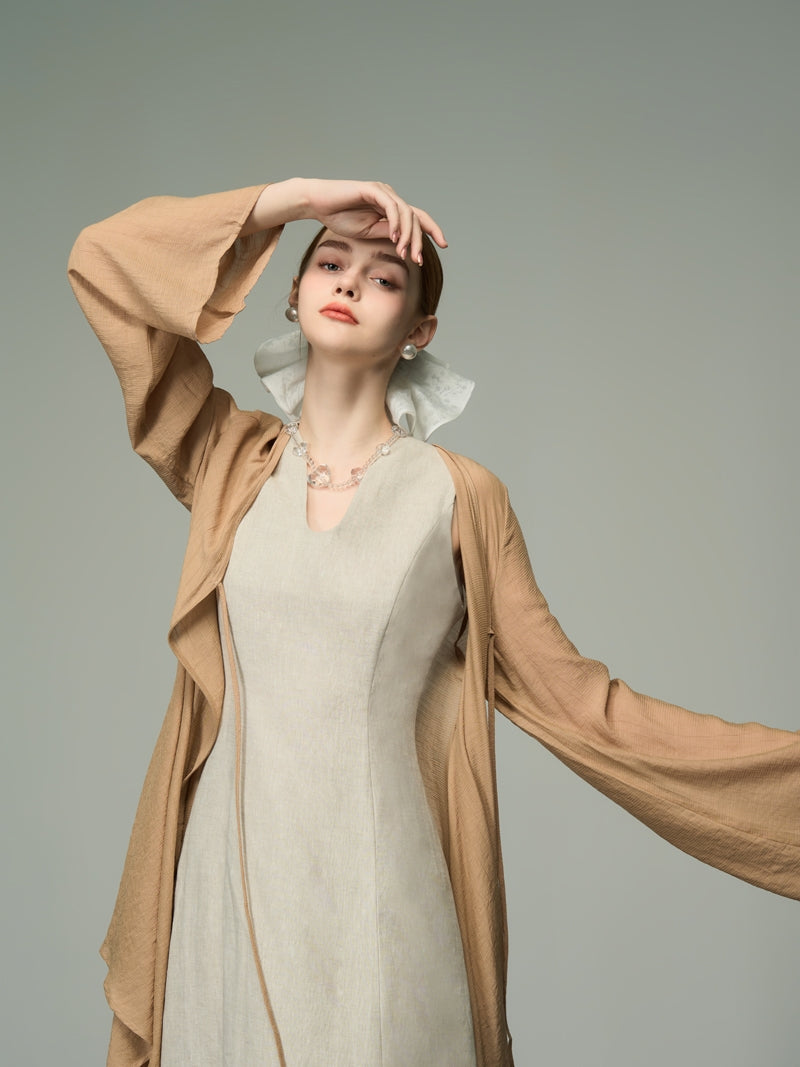 Asymmetry Sheer Loose Long-Cardigan