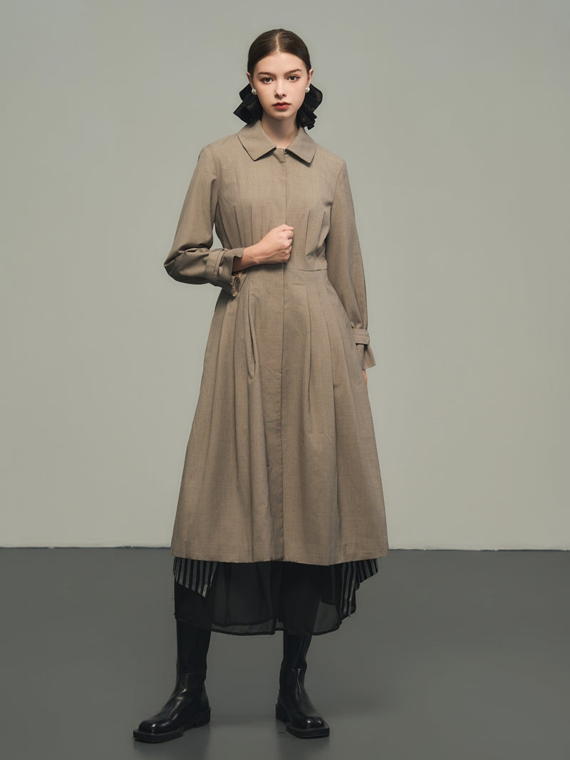 Retro Flare Natural Plain Nichi Long-Coat