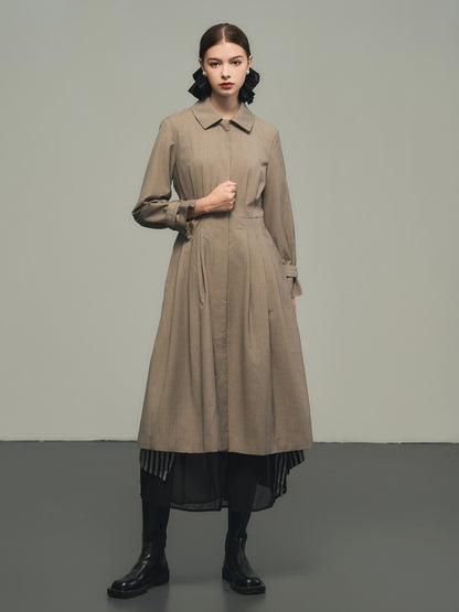 Retro Flare Natural Plain Nichi Long Coat