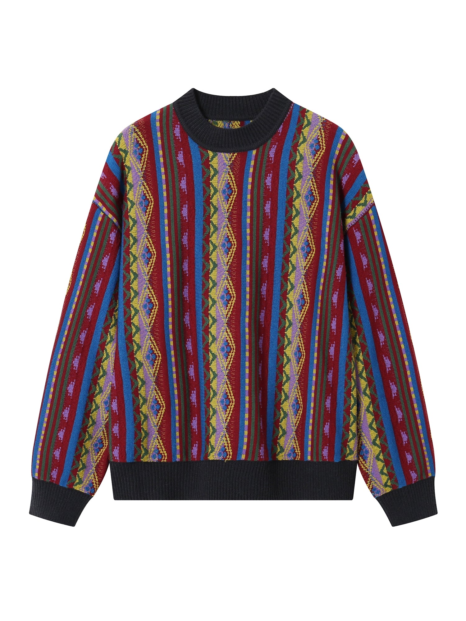 Ethnique rétro vintage Stripe Crew-Neck Trine