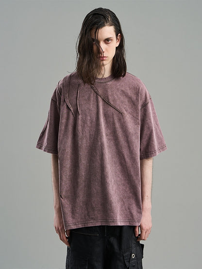 Asymétrie rétro surdimension simple T-shirt