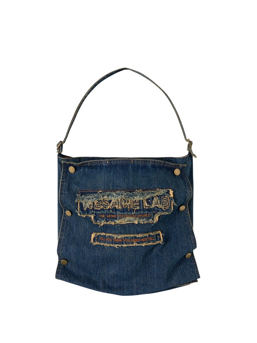 Sac à broderie décontractée en denim carré en denim