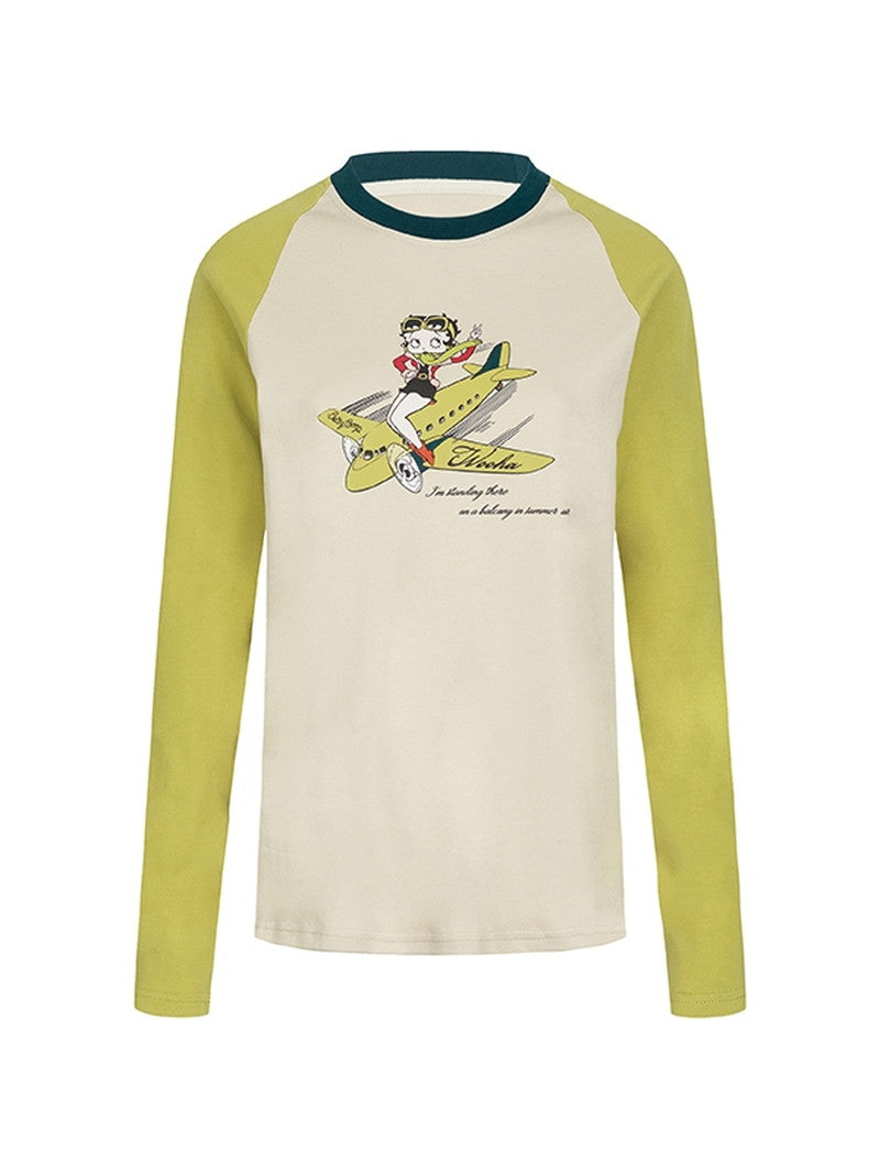 Betty Casual Crew-Neck Cotton Lont-T-Shirt