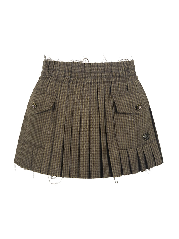 Cut-Off Pleats Short Vintage Retro Flare Micro-Mini Skirt