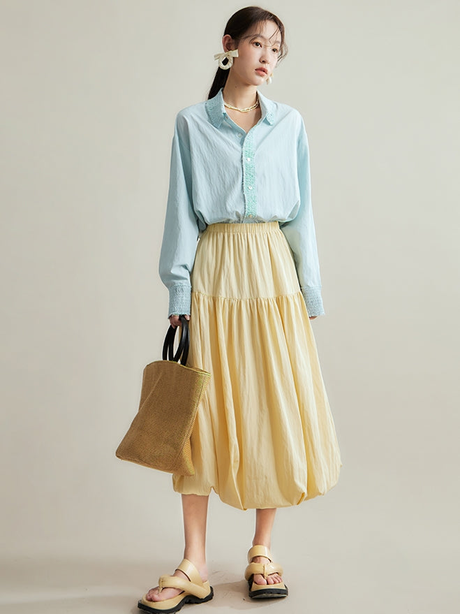 Nichi Pleats Gather Oversize Shirt