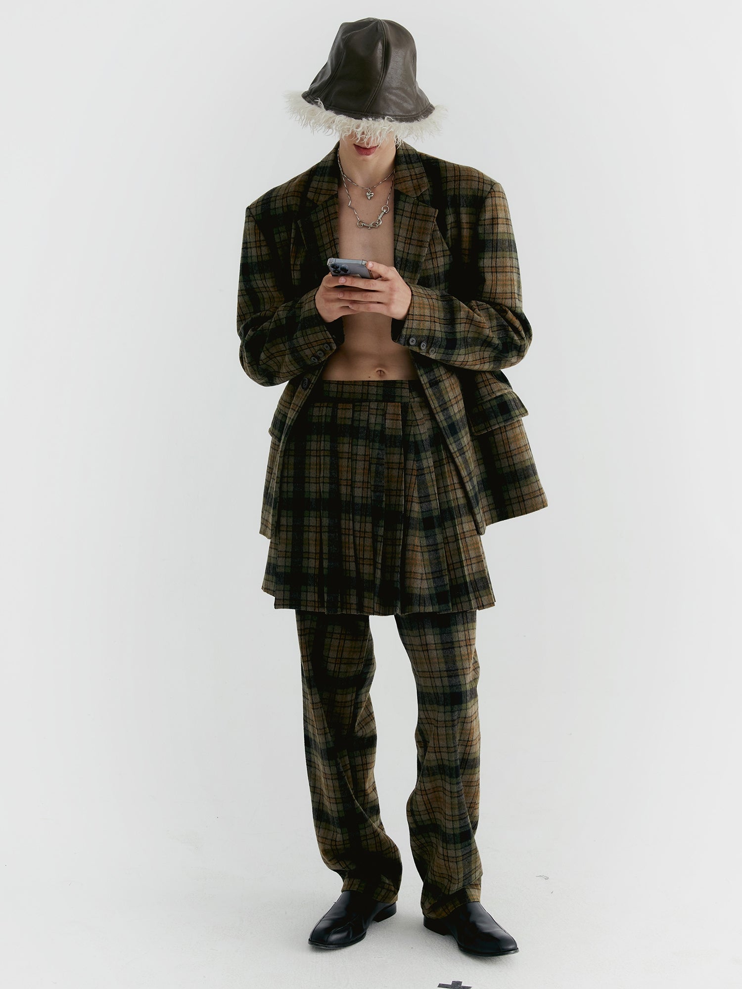 Unisex Checked Overesize Retro Jacket