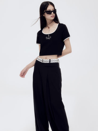 Cropped Casual Monotone T-Shirt