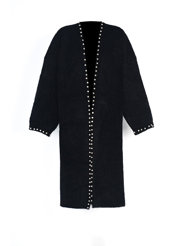 Beads Nichi Wool Feminine Thick Chic Long-Cardigan