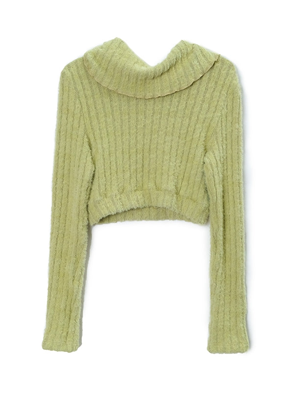 Drape Cropped Fluffily Retro Knit