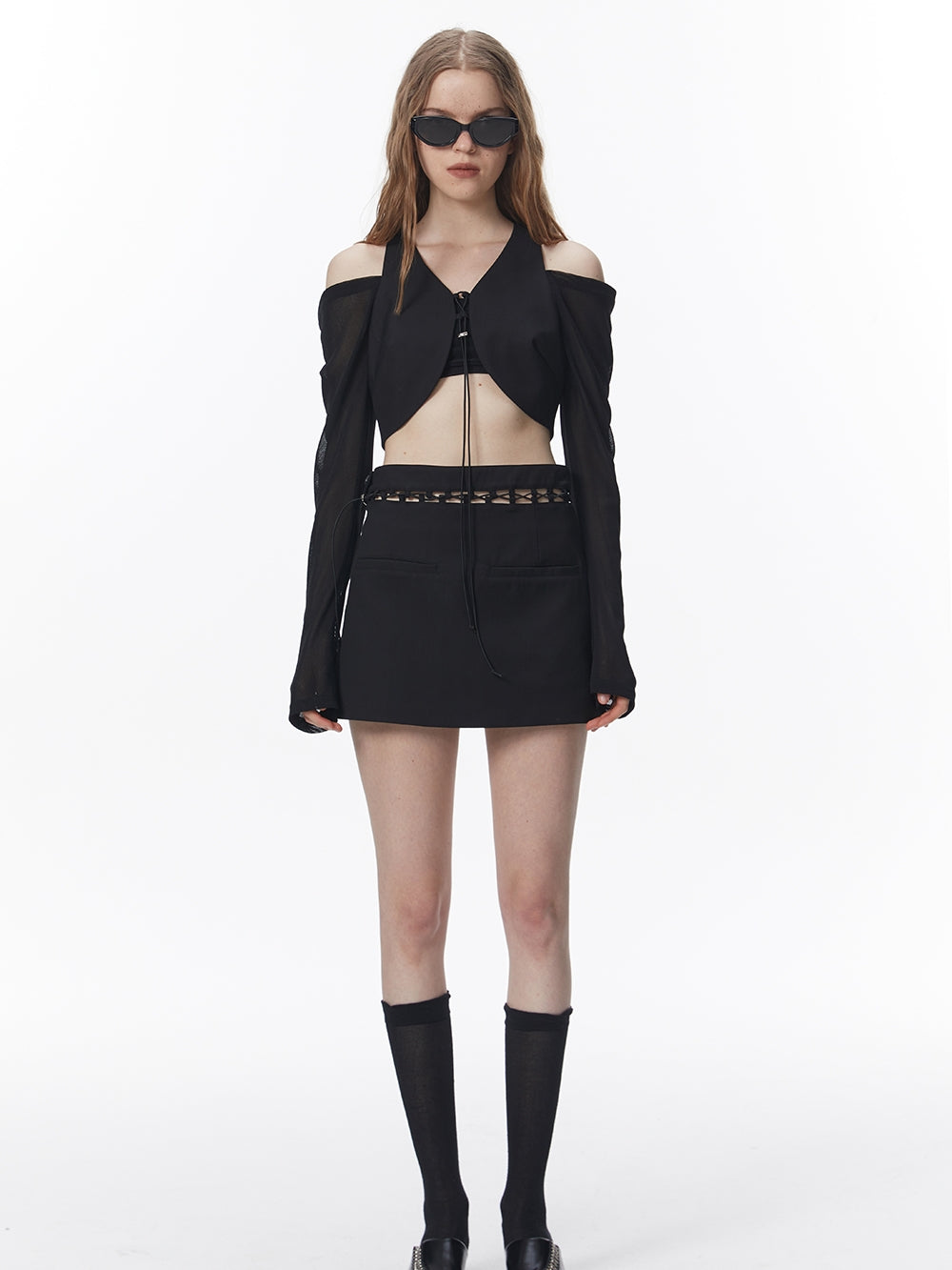 Nichi Open-Shoulder Cropped Tops