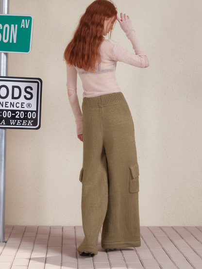 Wool Knit Loose Casual Straight Wide-Pants