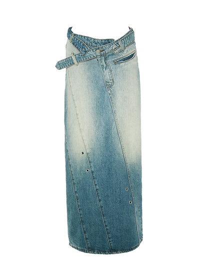 Faded-Denim-Bleistift-Rock-Casual Maxi Langstachel