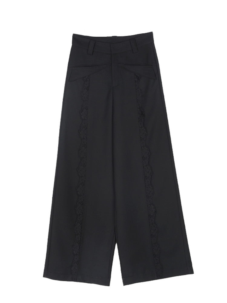 Lace Plain Cool Loose Wide-Pants