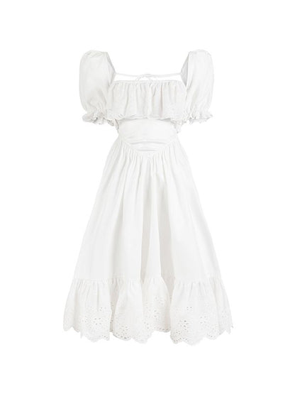 2Type Puff-SLEEVE FLUFFILY FRILL SWEET ONE-PIECE