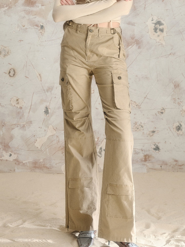 Cargo Pocket Side Flared Pants