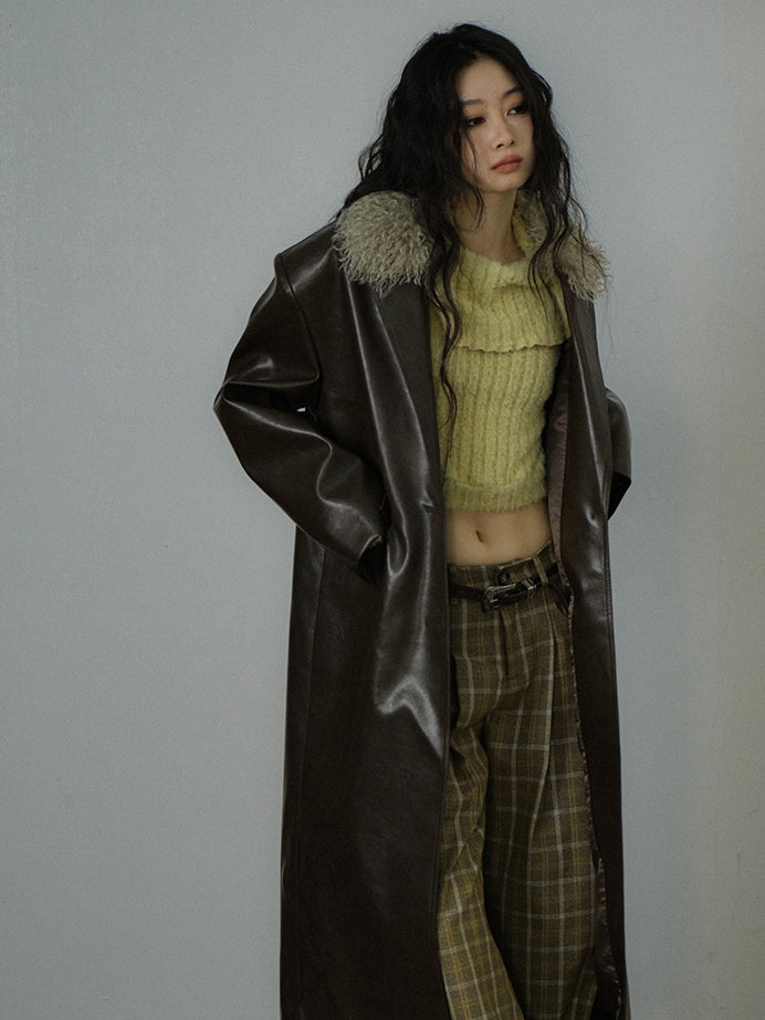 Leather Fer Cool High-End Oversize Long-Coat