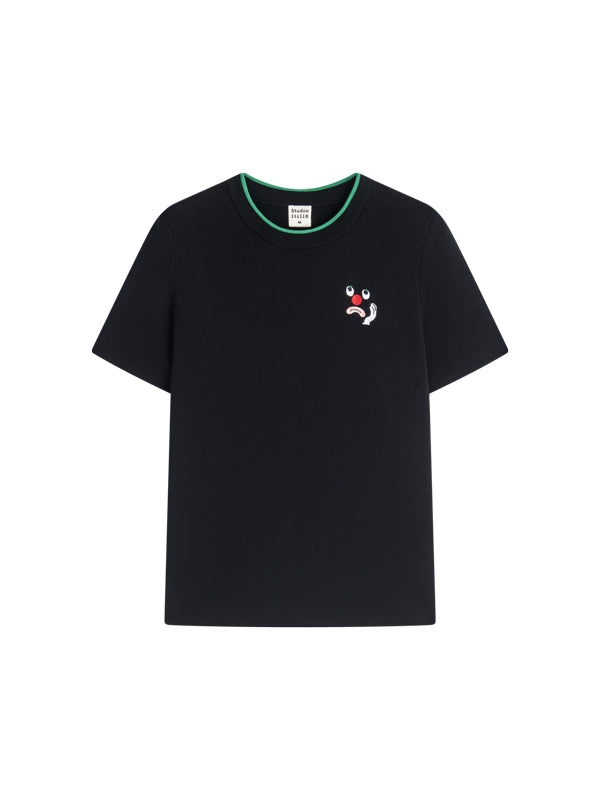 Oversize Casual One-Point Apple-Character T-Shirt