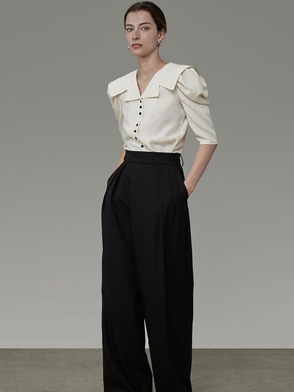 Sailor-collar Volume-shoulder Classy Blouse