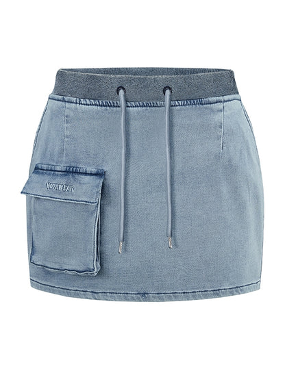 Denim Tight Casual Cropped Tops&amp; Mini-Skirt