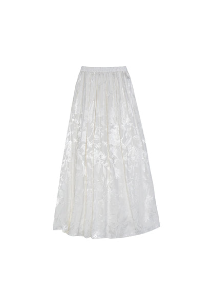 Fluffily Classy Flower Embroidery Chic Blouse&amp;Long-Skirt