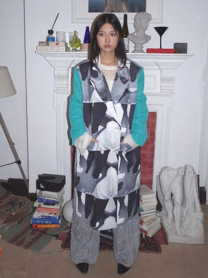 Patchwork Nichi Unique Print Long-Coat