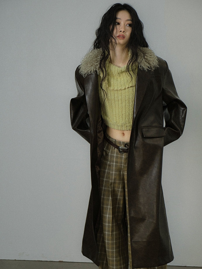 Leather Fer Cool High-End Oversize Long-Coat