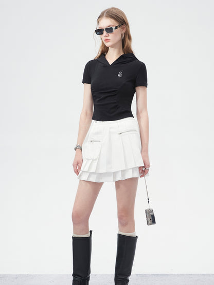 Tiered Pleats Mini Casual Sporty Short-Skirt