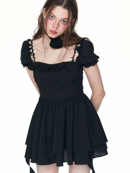 2Way Ruffle Tiered Embroidery Mini-One-Piece