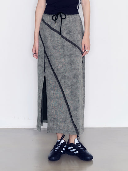 세련된 스티치 레트로 TT-Shirt &amp; Long Skirt &amp; Pants