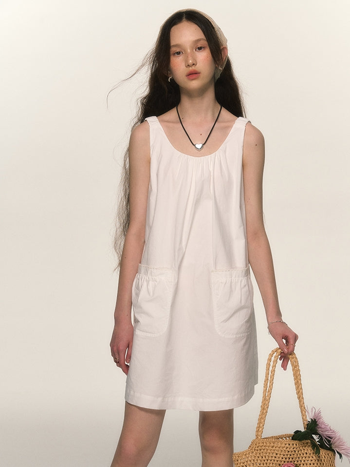 Simple Sleeveless A-Line Pocket Mini-One-Piece