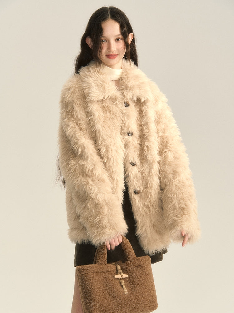 Fluffily Retro Oversize Winter Warm Boa-Jacket