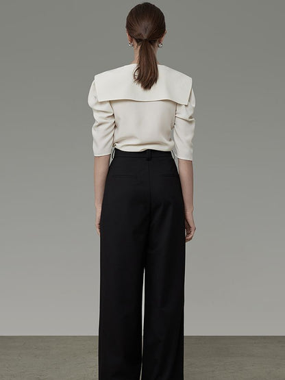 Sailor-Collar Volume-Shouder Classy Blouse