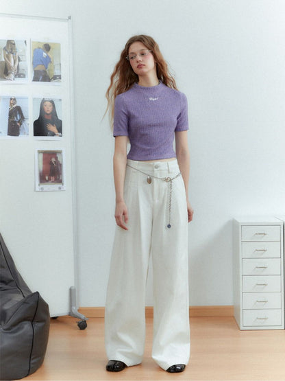 Straight Plain Classy Wide-Pants