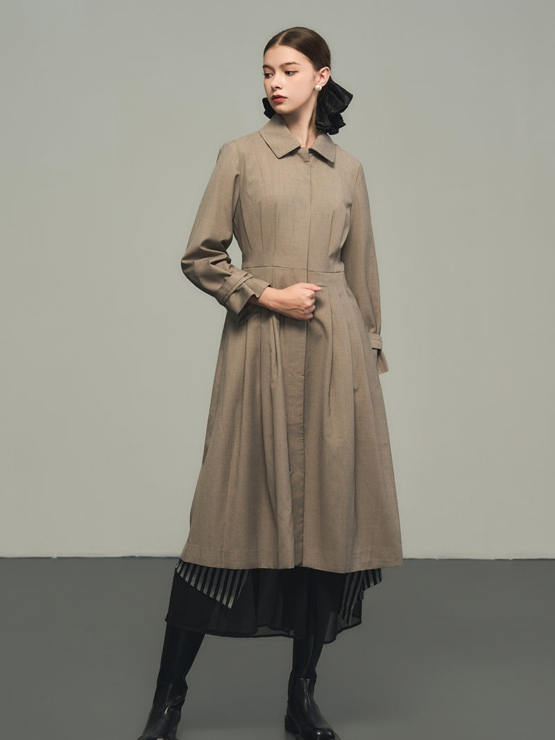 Retro Flare Natural Plain Nichi Long-Coat