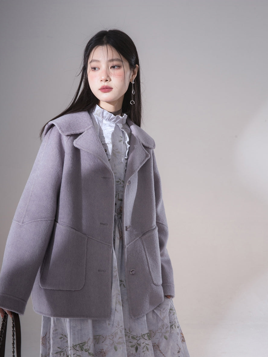 Big-Collar Retro Wool Long-Coat