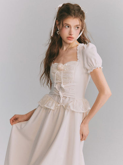 Frill Lace Princess Long Flare Sweet One-piece