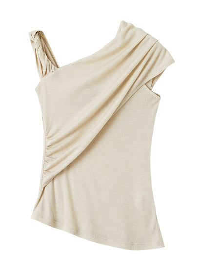 Chic Classy One-Shoulder Drape Tight Tops