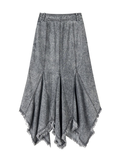 Denim Tassel Tops et jupe à volants décontractés