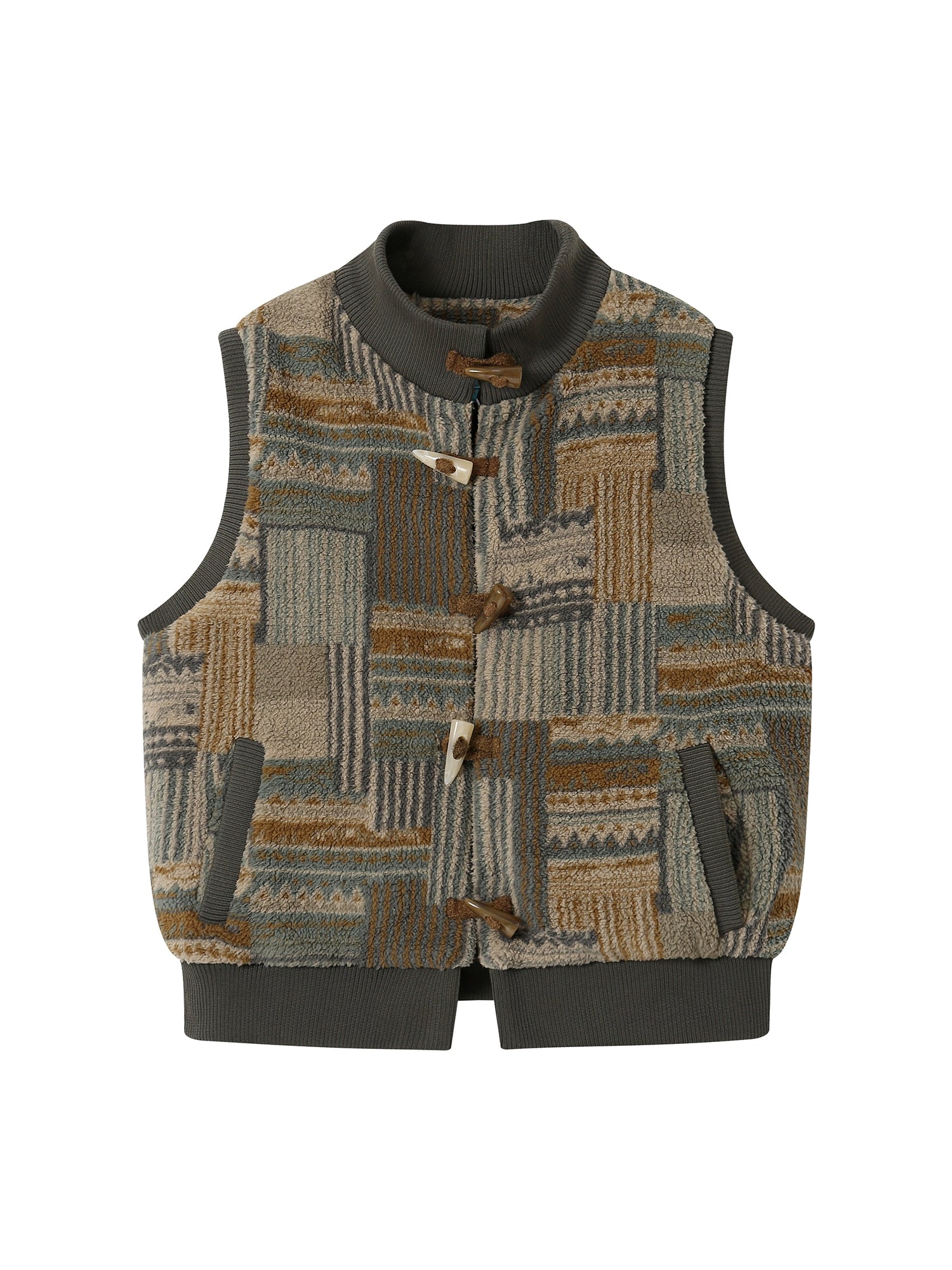 Knit Retro Patchwork Ovresize Vest