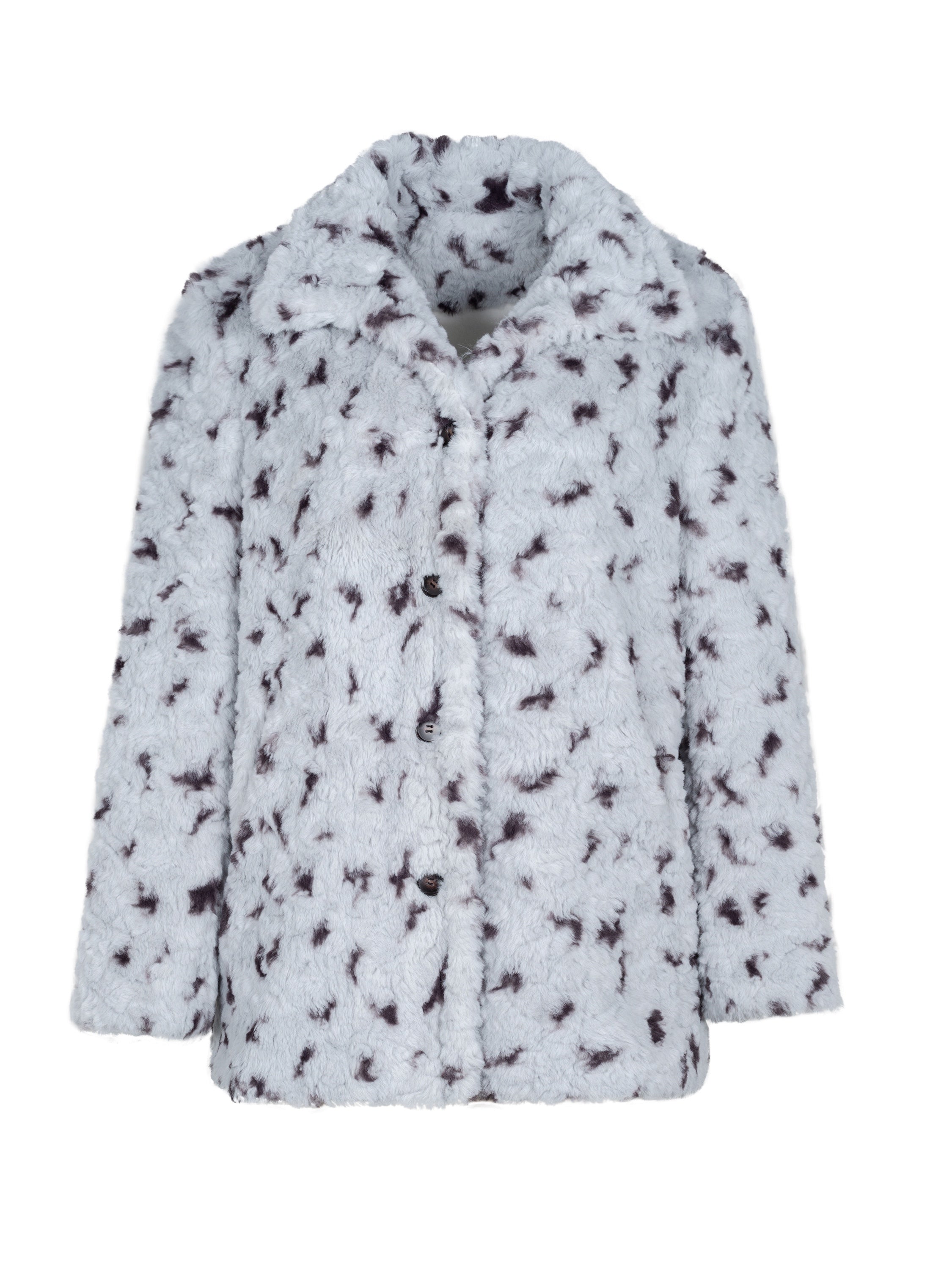 Stand-Collar Retro Fluffily Oversize Warm Dot Boa-Jacket