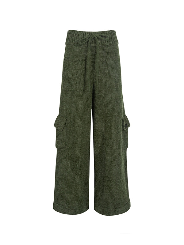 Wool Knit Loose Casual Straight Wide-Pants