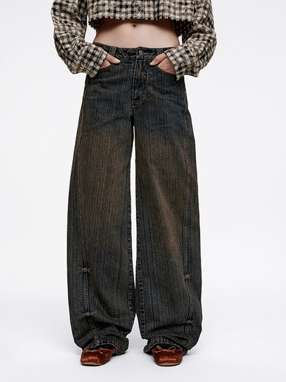 Denim Loose Balloon Casual Plain Wide-Pants