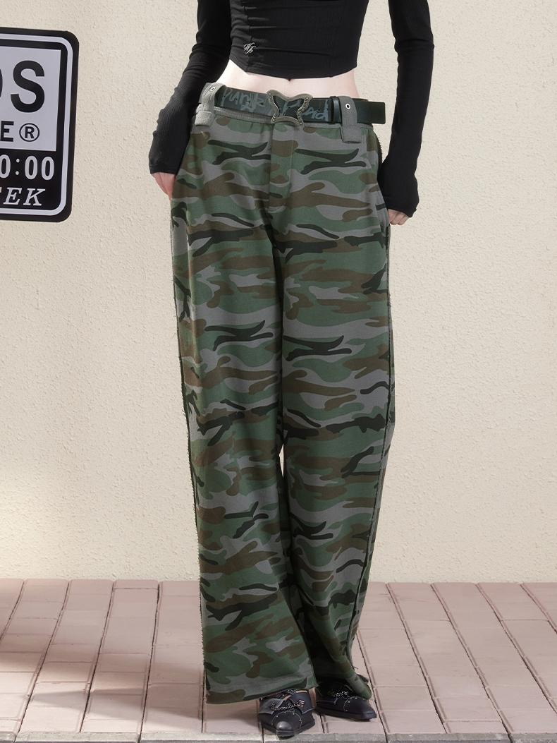 Camouflage Straight Casual Wide-Pants