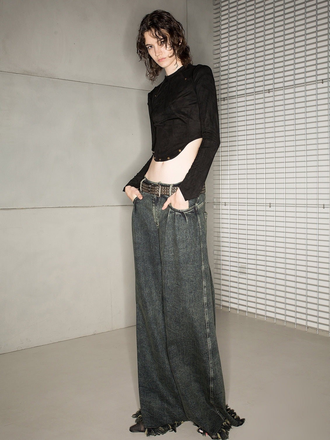 Denim Cut-Off Tassel Casual Wide-Pants