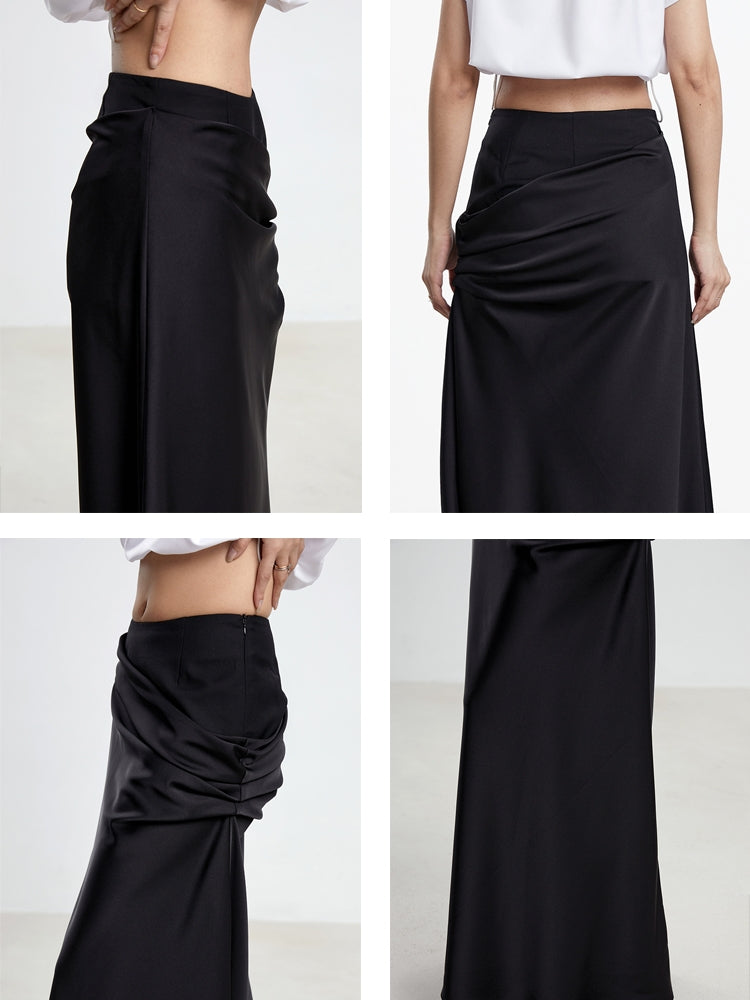 Slik Drape Elegant Lomg-Skirt