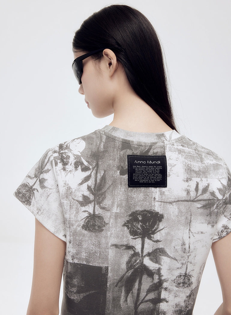 Silhouette Blume Retro Cropped T-Shirt