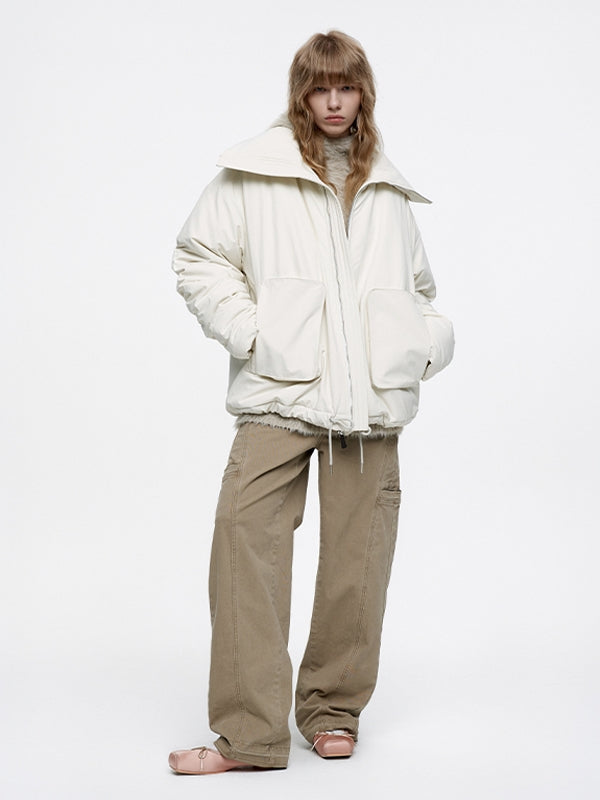 Thick Plain Simple Casual Oversize Big-Pocket Jacket