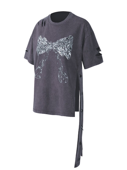 Ribbon Nichi Side-Cut Punk Oversize T-Shirt