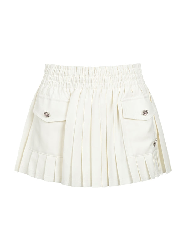 Cut-Off Pleats Short Vintage Retro Flare Micro-Mini Skirt